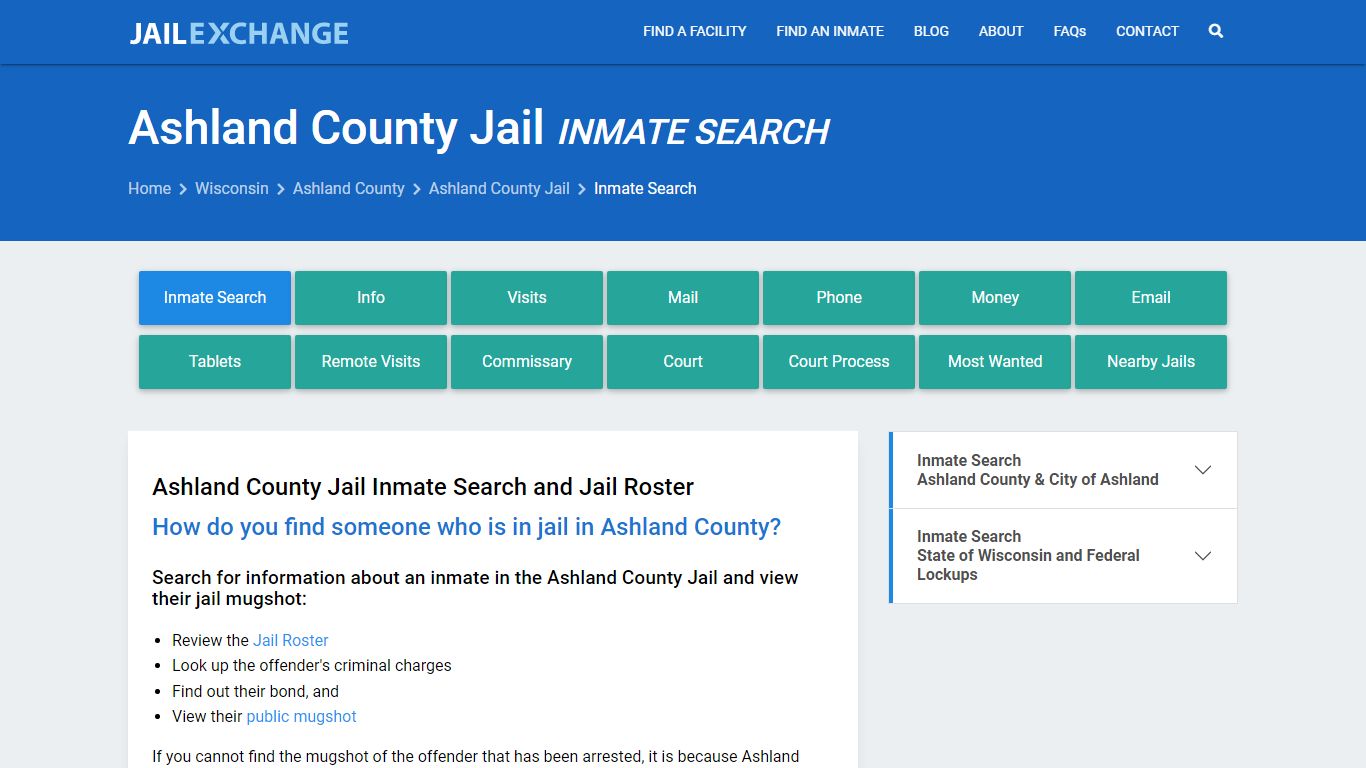 Inmate Search: Roster & Mugshots - Ashland County Jail, WI